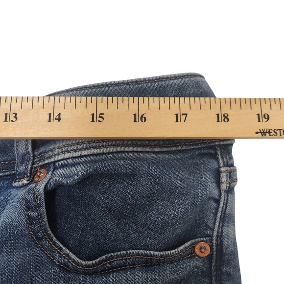 American Eagle Kick Boot Jeans 16 Blue Super Hi-Rise Next Level Stretch Flare - Picture 7 of 11